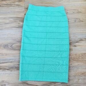 🍑Say What? Mint Green Textured Bodycon Pencil Skirt Medium